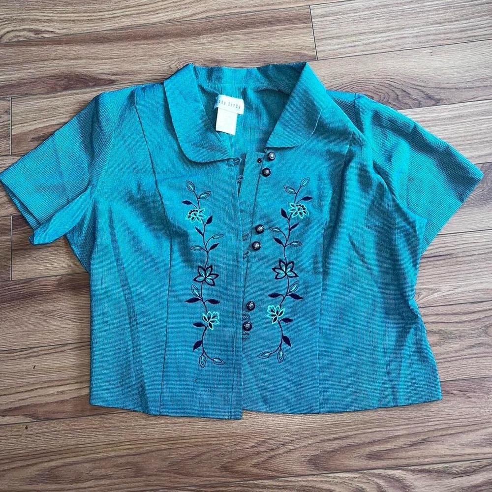 1970s blouse cardigan in green/blue